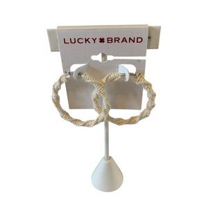 Off White Woven Hoop Earrings. Great Neutral Color that will go with so much!